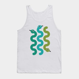 Squiggly Snakes on White – Retro 70s Wavy Snake Pattern Tank Top